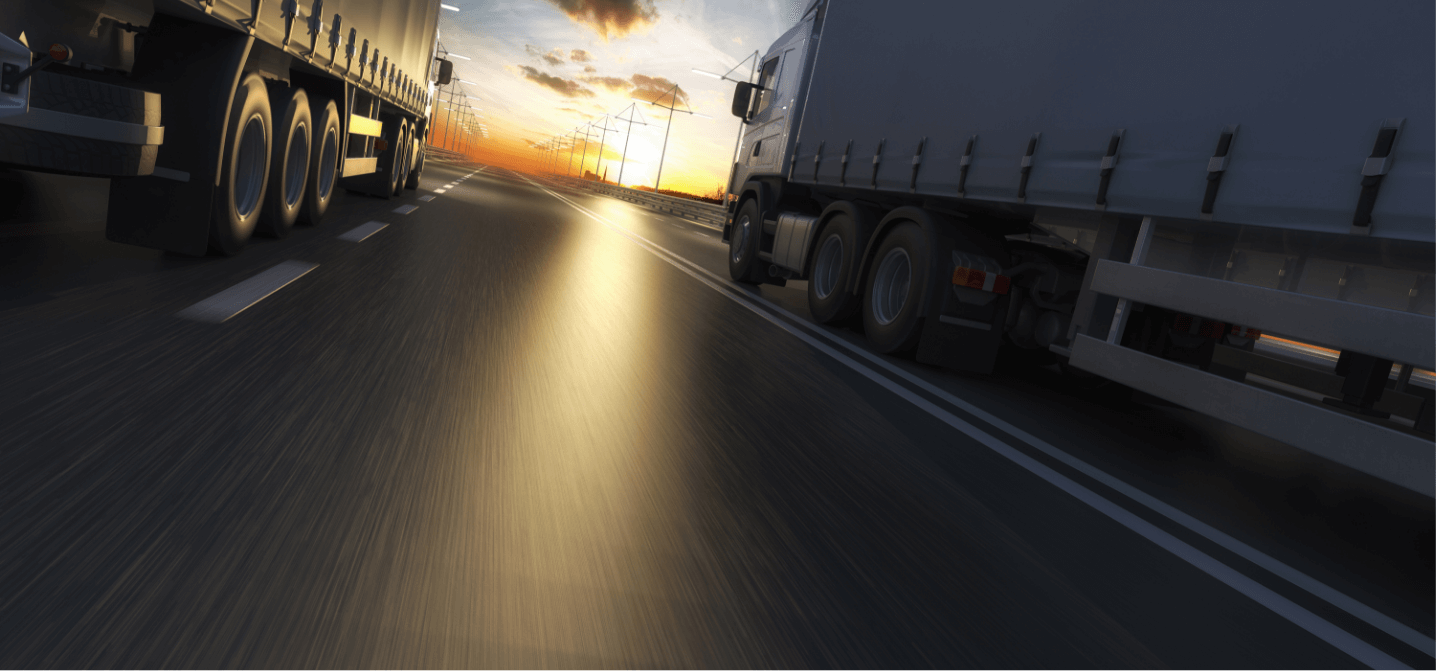 Two trailers at dusk